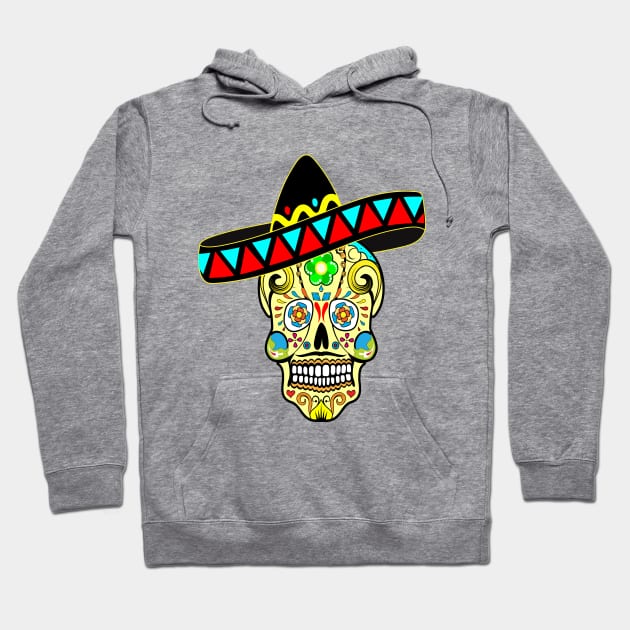 Cute Skull With Mexican Hat Day Of The Dead Retro Vintage For Perfect Gift Hoodie by SILVER01